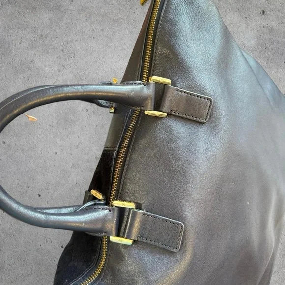 Tory Burch Navy Blue ‘Natalie’ Leather and Suede Satchel/Shoulder/Crossbody Bag - Picture 5 of 8